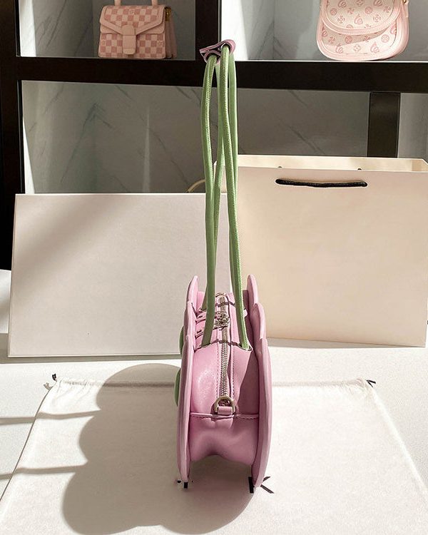 French Pink Durable Faux Leather Hobo Bag