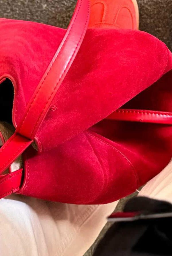 French Red Large Capacity Faux Leather Satchel Handbag