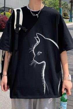 Front Printed Cat Tee