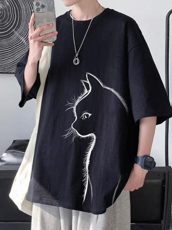 Front Printed Cat Tee