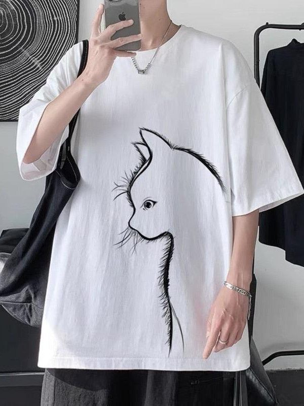 Front Printed Cat Tee