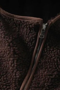 Funnel Neck Zip-Up Teddy Hoodie