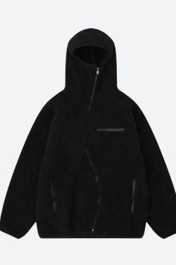 Funnel Neck Zip-Up Teddy Hoodie