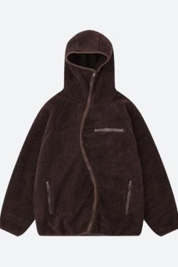 Funnel Neck Zip-Up Teddy Hoodie
