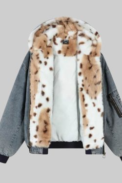 Fur Lined Hooded Denim Jacket