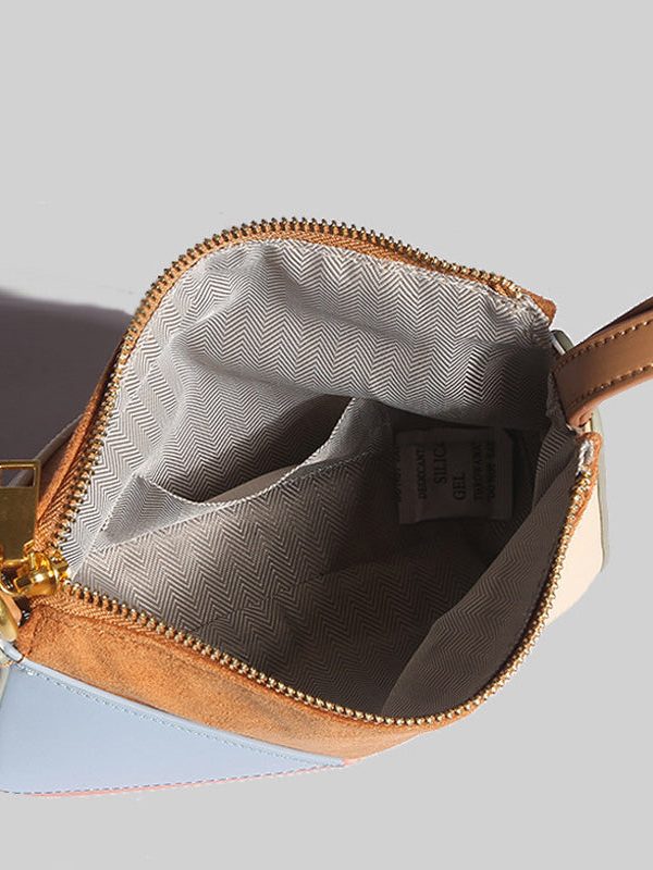 Geometric Color Block Faux Leather Versatile Cross-body Handbag