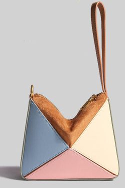 Geometric Color Block Faux Leather Versatile Cross-body Handbag