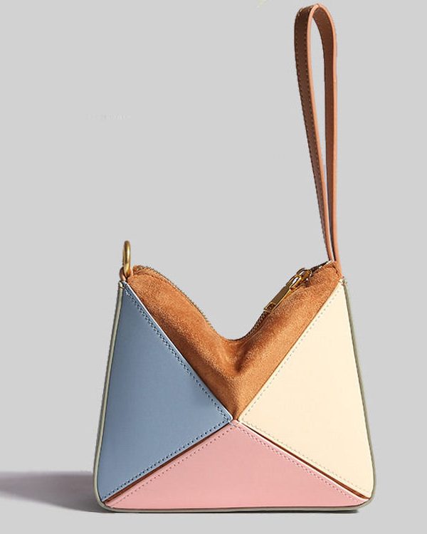 Geometric Color Block Faux Leather Versatile Cross-body Handbag