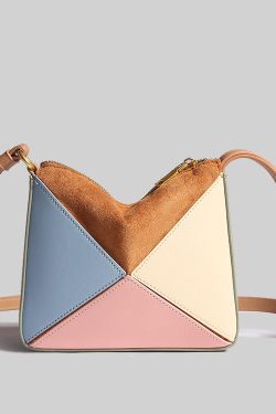 Geometric Color Block Faux Leather Versatile Cross-body Handbag