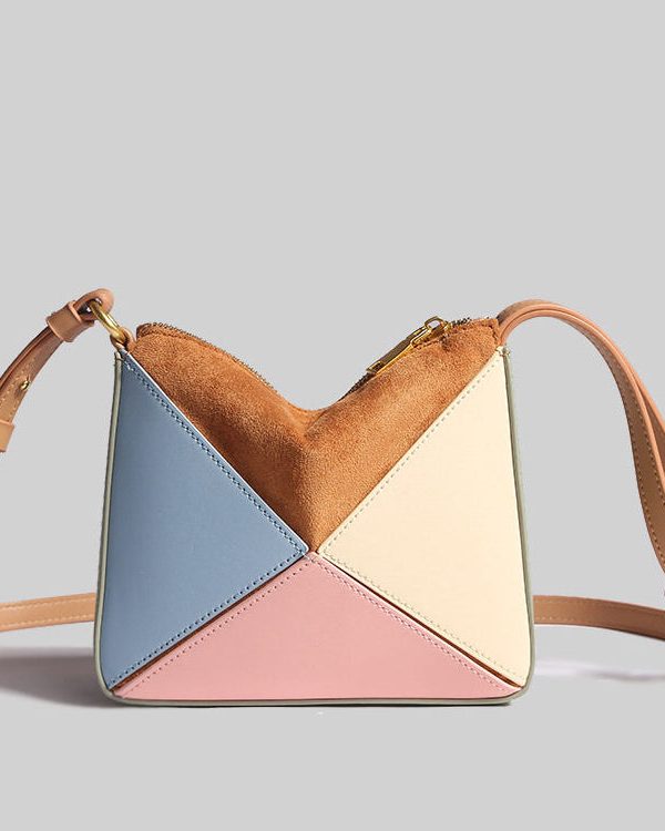 Geometric Color Block Faux Leather Versatile Cross-body Handbag
