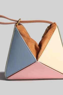Geometric Color Block Faux Leather Versatile Cross-body Handbag