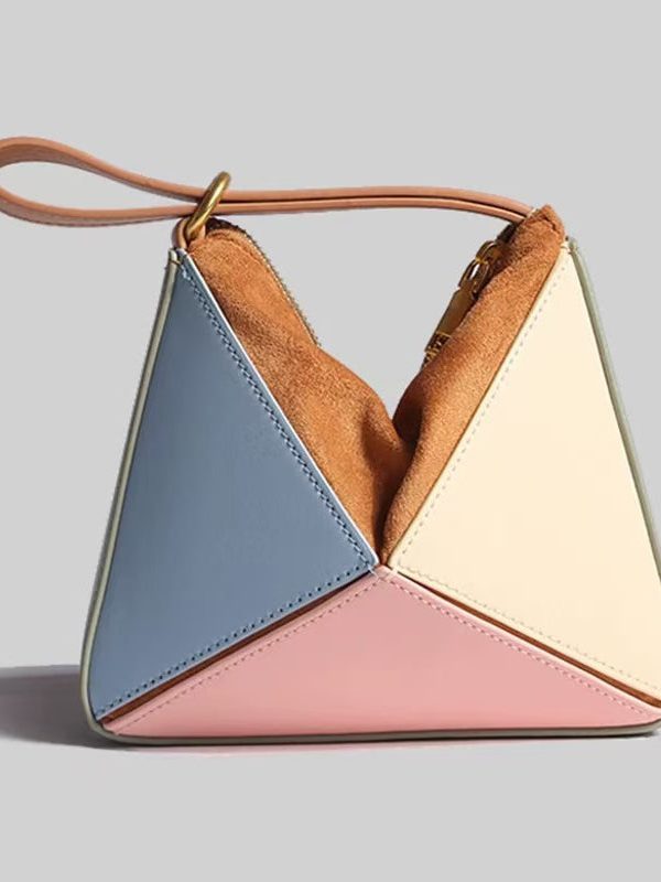 Geometric Color Block Faux Leather Versatile Cross-body Handbag