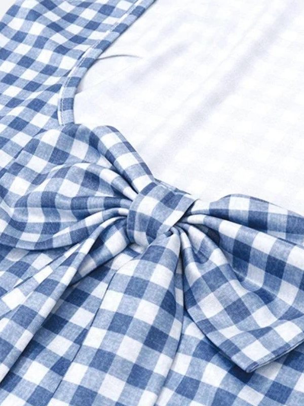 Gingham Bow Backless Top