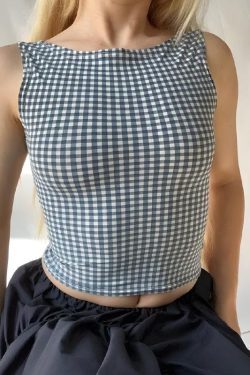Gingham Bow Backless Top