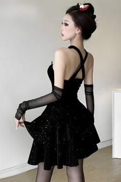 Glitter Asymmetric Mini Dress