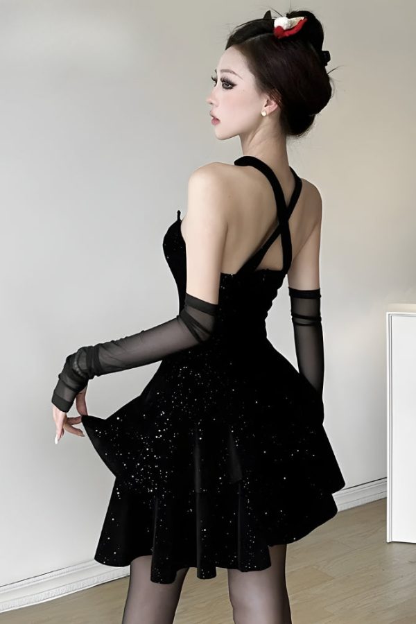 Glitter Asymmetric Mini Dress