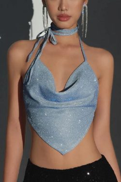 Glitter Backless Crop Top