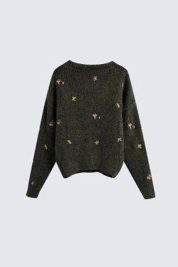 Goblincore Leaf Embroidery Cardigan