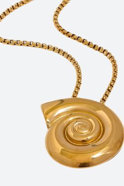 Gold Sea Shell Necklace & Earrings