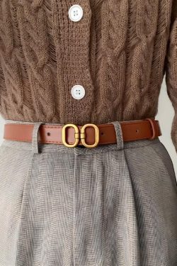 Golden Buckle Skinny Belt