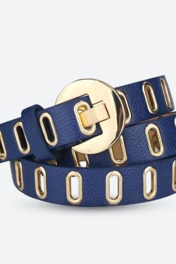 Golden Eyelet Faux Leather Belt