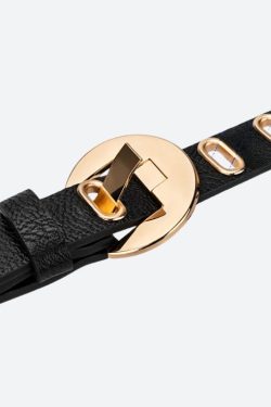 Golden Eyelet Faux Leather Belt