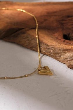 Golden Heart Necklace & Earrings Set