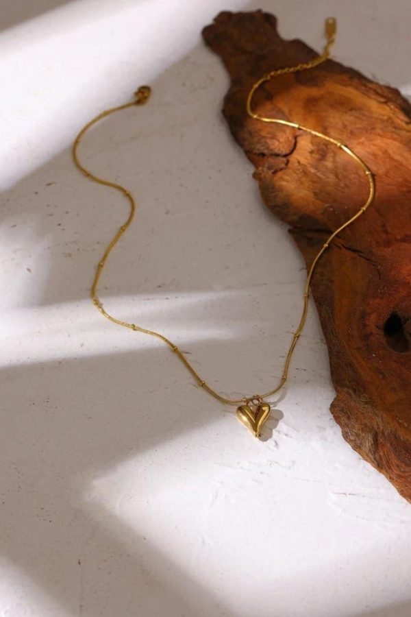 Golden Heart Necklace & Earrings Set