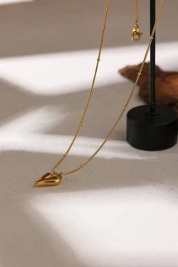 Golden Heart Necklace & Earrings Set