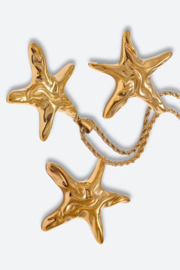 Golden Starfish Necklace & Earrings Set