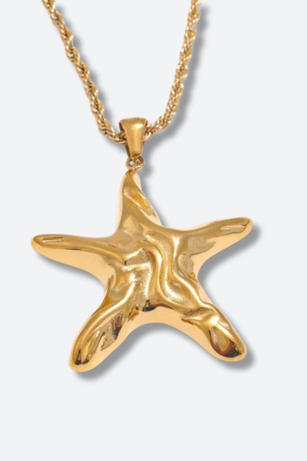 Golden Starfish Necklace & Earrings Set