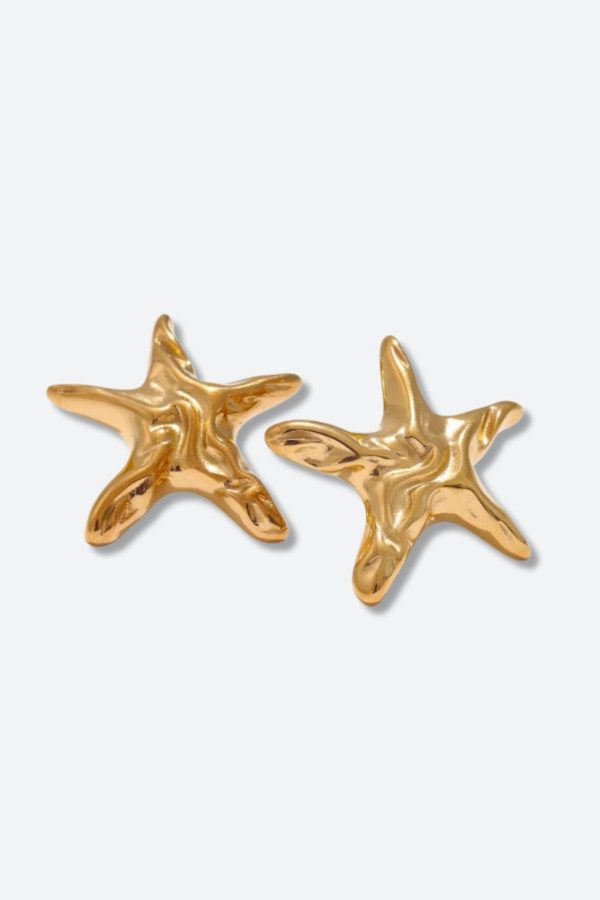 Golden Starfish Necklace & Earrings Set