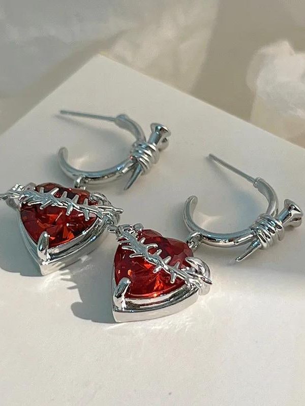 Goth Barbed Heart Earrings