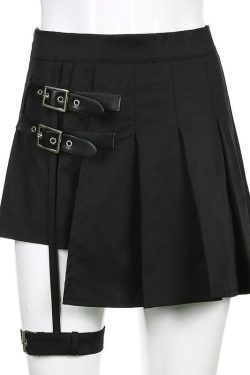 Goth Belt Detail Mini Skirt