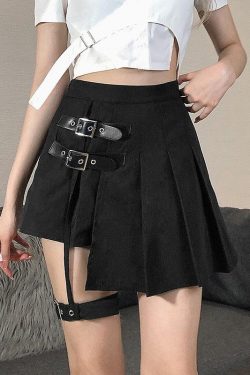 Goth Belt Detail Mini Skirt