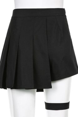 Goth Belt Detail Mini Skirt