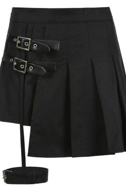 Goth Belt Detail Mini Skirt