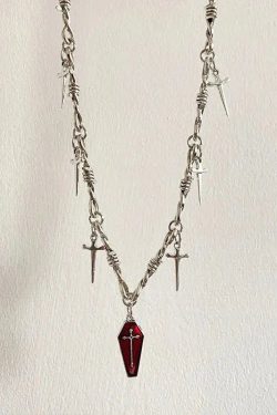 Goth Coffin & Swords Necklace