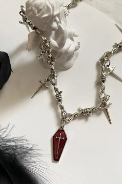 Goth Coffin & Swords Necklace