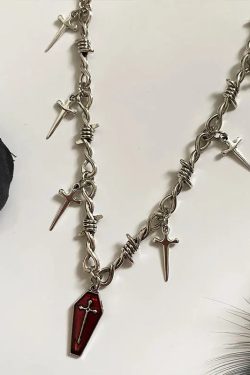 Goth Coffin & Swords Necklace
