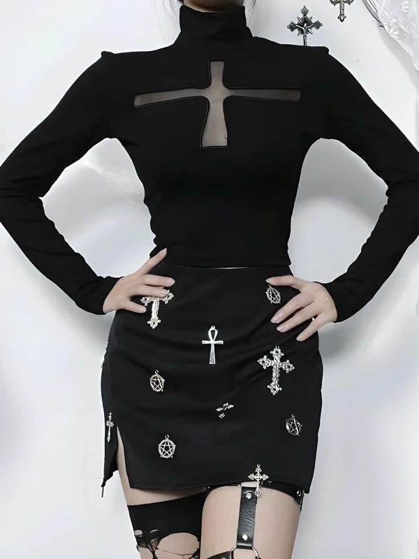 Goth Cross Cut Out Top