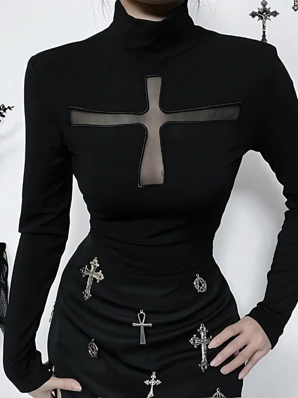 Goth Cross Cut Out Top