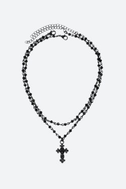 Goth Double Chain Cross Necklace