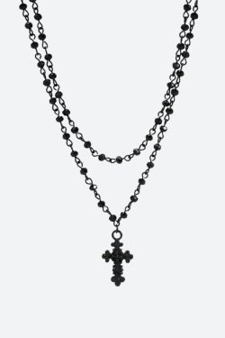 Goth Double Chain Cross Necklace