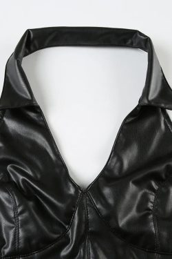 Goth Faux Leather Crop Top