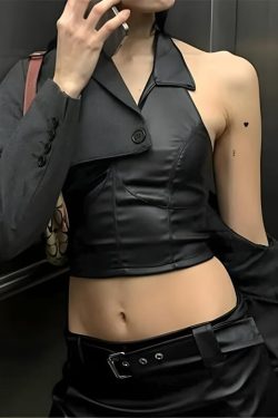Goth Faux Leather Crop Top