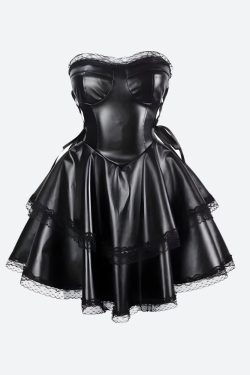 Goth Faux Leather Mini Dress