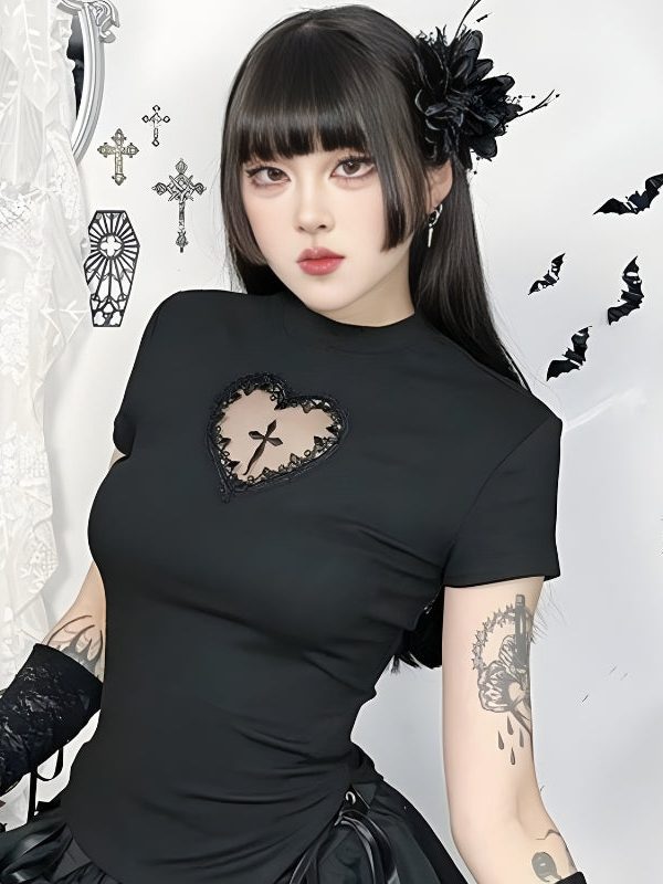 Goth Heart & Cross Top