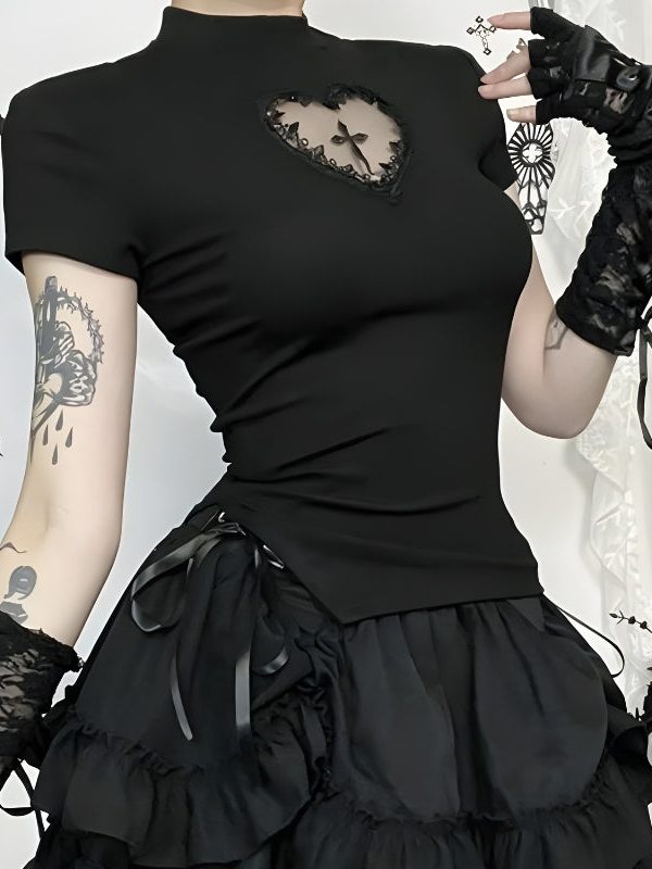 Goth Heart & Cross Top