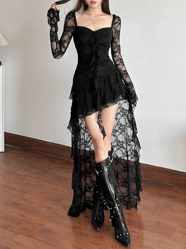 Goth Lace Mullet Mini Dress